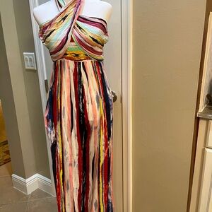 Multicolor Striped Bohemian Women's Jumpsuit size 6 strapless